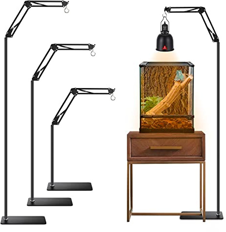 DXOVEEN Reptile Lamp Stand Reptile Light Stand (15.7inch to 74.3inch) with 360° Adjustable Swing Arm, Heat Lamp Holder for Bearded Dragon Turtles Snake and Chicks