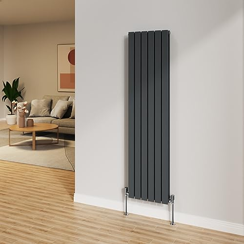 NRG 1600x408mm Anthracite Radiator Vertical Flat Panel Bathroom Double Rad | Central Heating, Modern Radiator, Designer Radiator, Wall Mounted, Mild Steel, Tall, for Kitchen, Bathroom