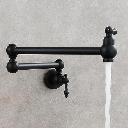 Wasserhahn Küche Kaltwasserhahn Wandmontage Küchenarmatur Antik Messing Klappbar Küchenarmatur Kaltwasser Wandmontage-Schwarz