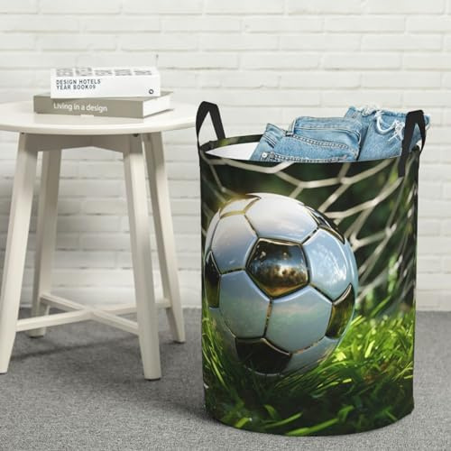 Großer Wäschekorb, freistehend, grünes Gras, Fußball-Wäschekorb, zusammenklappbar, wasserdicht, Wäschekorb, Aufbewahrungskorb, schmutzige Kleidung im Wohnzimmer, Badezimmer, Schlafzimmer