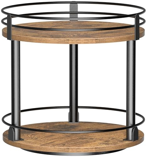 Creso hom Lazy Susan Organizer 2 tier Rotating Spice Racks, Lazy Susan 360 Degree Turntable Spice Holder Rack for Cabinet and Kitchen Countertop, Rustic Brown