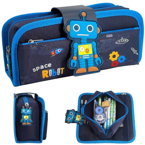 HGSHUO Federmäppchen Roboter Mäppchen mit Große Federtaschen Roboter Schlamppermäppchen Junge Federtasche Pencil Case Teenager Schulmäppchen Schulanfang Reißverschluss Federmappe