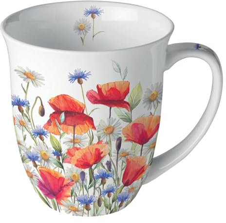 Ambiente Tazza da caffè con manici, 0,4 l, in porcellana fine, con papaveri, fiordalisi, serie poppies and cornflowers, 18417440