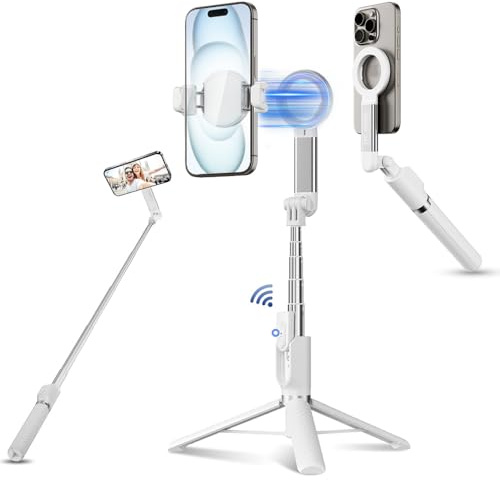 Perche selfie magnétique JJC, trépied extensible 101,6 cm, télécommande sans fil pour iPhone 16, 15, 14, 13, 12 (MagSafe) et Samsung, Huawei, Google Smartphones