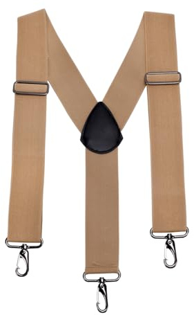 GNEGNI 2'' Wide Elastic Suspenders for Men, Heavy Duty Work suspenders, Y-Back Suspenders Tool Belt with Rugged Hooks