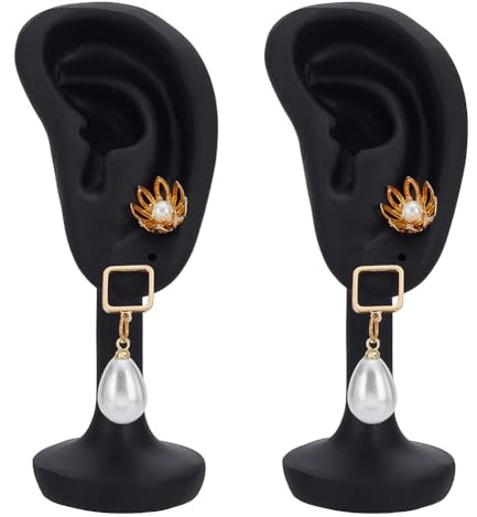 FINGERINSPIRE 2pcs Ear Model Earring Display Rack Resin Ear Jewelry Display Stand Black Imitation Ears Display Stand Ear Shape Earrings Storage Rack for Studs Earrings Jewelry Shows Photo Props