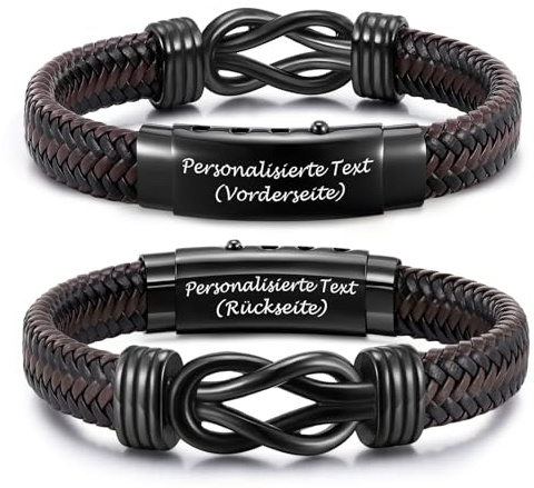 Armband Herren Geschenke für Papa Männer - Herrenarmband mit Gravur Liebe Text für Mann Ehemann Vater, Verstellbare Lederarmband für Männer Geschenke für Vatertag Geburtstag, Papa Vatertagsgeschenk