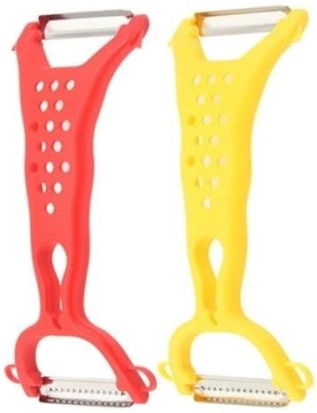 Rallador de verduras de doble cara, pelador multifuncional de acero inoxidable, cortador de frutas y verduras en juliana con mango ergonómico (cuatro colores)