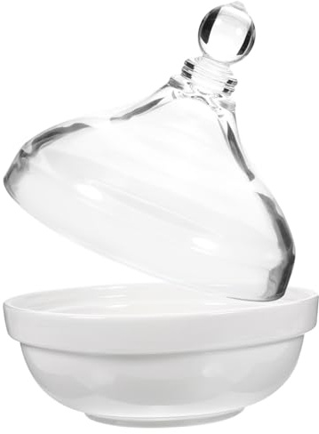 HOLIDYOYO Keramik Dessertschale mit Deckel für Zuhause, 1 Stück | Glas und Keramik, Schlicht Elegantes Design, Multifunktional für Party und Dinnerparty