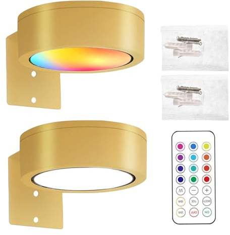 Lot de 2 lampes murales magnétiques pour tableau – 13 couleurs avec télécommande – Lampe murale à piles – Lampe LED à intensité variable pour peinture à distance