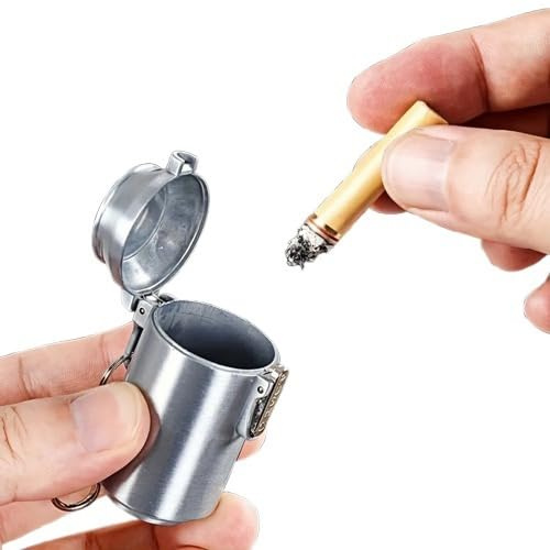Mini cendrier portable avec couvercle (lot de 2) - Poubelle de poche d'extérieur multifonction pour voiture, maison, bureau - Forme irrégulière créative - Accessoires Cigrate