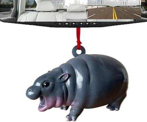 Adorno De Hipopótamo Navideño - Estatuilla Animal Hipopótamo Navideño | Figuras Decorativas de Resina para Ventana Puerta Salón Espejos Hogar Coche