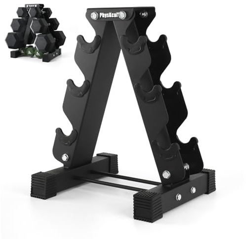 PhysKcal Supporto per manubri a 3 livelli, piccolo supporto per manubri, supporto per manubri in neoprene, supporto verticale per la palestra a casa