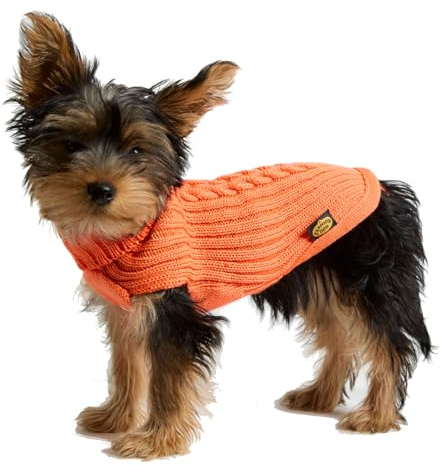 Fashion Dog Hundepullover aus Merinowollmischung - orange (30 cm) - Strickpullover für Hunde mit Rollkragen