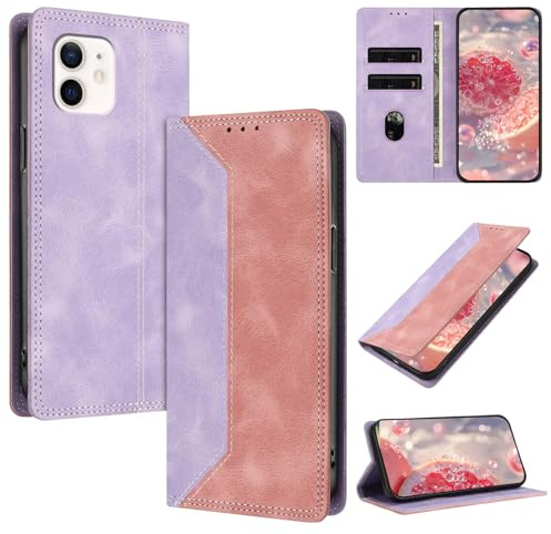 VEGOSCASE Cover per iPhone 12 Mini, Flip Custodia in Pelle PU Portafoglio con [Slot Cart] [Magnetica] [Blocco RFID], Antiurto Protettiva Cover per iPhone 12 Mini, Rosa