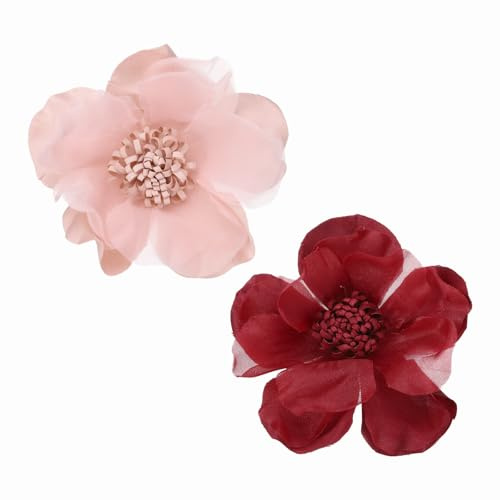 PATIKIL Grande broche en tissu - Élégante rose en tissu - Délicate - Satin camélia - Pour costume de femme