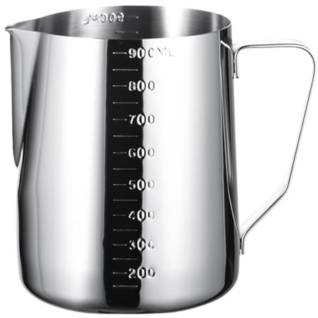 Jarra de leche de acero inoxidable Jarra de espuma leche 350/600/900ml, taza café acero inoxidable, jarra Barista con boca afilada, accesorios cocina y cafetería(600ml)