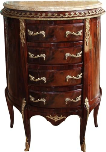 Casa Padrino barock byrå mahogny brun inlagd med marmortopp B 68 cm, H 89 cm - barock byrå - begränsad utgåva
