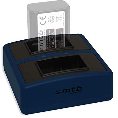 Dual-Ladegerät Compact (USB) für Sony NP-FW50 / RX10 II, III, IV/Alpha 5100, 6000, 6300, 6500 / DSLR-, NEX-, SLT-, ILCE... - s. Liste - inkl. Micro-USB-Kabel (2 Akkus gleichzeitig ladbar)