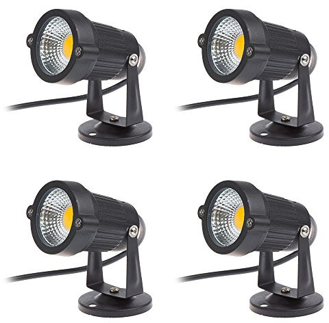 aulyun Faretti a LED da Giardino Esterno IP65 5W 220V Bianco Caldo(set da 4)