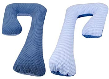 Velinda Schwangerschaftskissen Ruhekissen Kuschelkissen Seitenschläferkissen 7-Kissen (Muster: Blaue Karos - blau)
