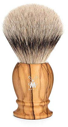 MÜHLE Classic Rasierpinsel - Rasurpinsel mit Silberspitz-Dachszupf - medium - Griff aus edlem Olivenholz - Handarbeit