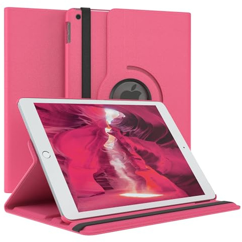 EAZY CASE - Tablet Hülle für iPad 7 / iPad 8 / iPad 9 Gen. Schutzhülle 10.2 Zoll Smart Cover Tablet Case Rotationcase zum Aufstellen Klapphülle 360° drehbar mit Standfunktion Tasche Kunstleder Pink