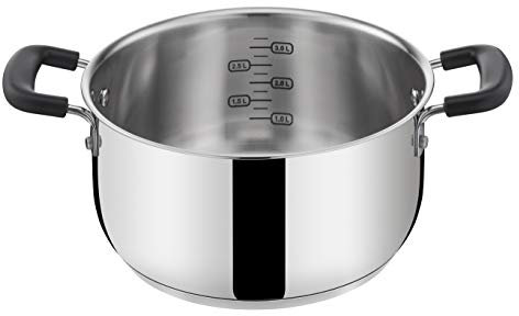 Lagostina Pratica Casseruola in Acciaio 18/10 con Doppie Maniglie in Silicone, Pentola per Induzione, Gas e Forno fino a 210°, 20 cm