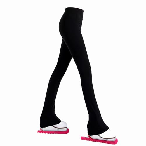 LIUHUO Fille Polaire Pantalon de Patinage Artistique Noir Stretch Collants Femme Train Enfant Leggings de Ski