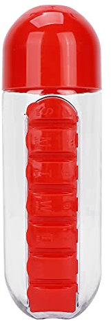 Pill Organizer Bottle, Specially Designed 7‑compartment Pill Case PP Medicine Storage Water Bottle for Travel for Home for Work for Outdoor Activities