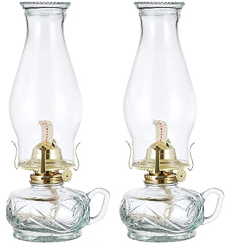 Moddeny Retro Offene Flamme Petroleumlampe, 12,2*5,3 Zoll Notfalleinsatz glas Öllampen, Innenbereich Winddicht Öllampe, für Wohnzimmer, Esszimmer von Verstellbarer dekorative Öllampe