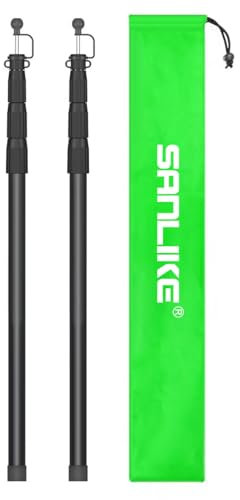 SANLIKE Tent Poles for Tarp, 98 in Tarp Poles Set of 2, Tent Poles Replacement, Telescoping Pole, Canopy Poles, Camping Poles for Rooftop Tents, Trekking Pole Tent for Rain Fly, Camper, Awning – Black