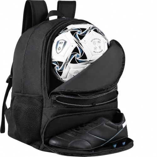 TRAILKICKER Soccer Ball Bag - Sports Backpack for Basketball, Volleyball, Football - Black