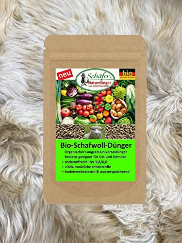NEU: Bio Schafwolldünger von Schäfer Naturdünger. Mini-Pellets aus deutscher Schurwolle. Universaldünger, Biodünger. Stickstoffreich. 850 g
