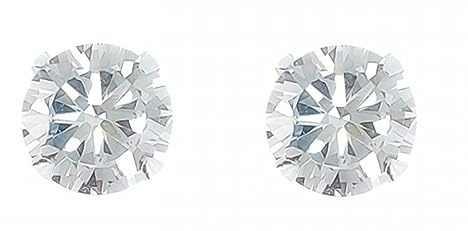 ENTREPLATA Par Pendientes de Plata de Ley 925 Unisex Dos Circonitas Brillante Blanca Talla Diamante Aretes Redondos de Alta Luminosidad Joya Hipoalergénica Certificada 7 mm