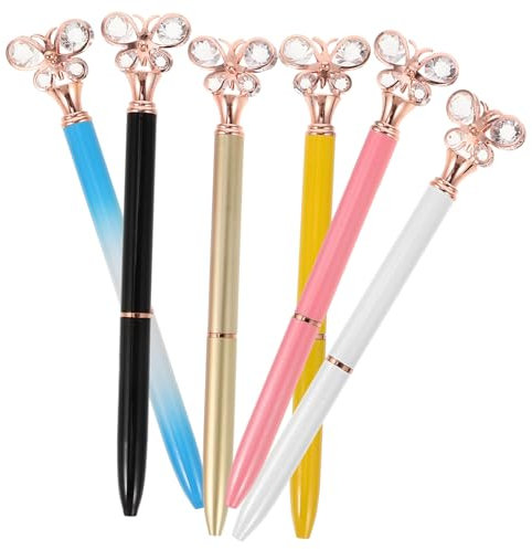 MAGICLULU 6stücke Kreative Diamant Kugelschreiber Metall-ballpoint-stifte Farbverlauf Transparent Für Bürobedarf Schulsachen