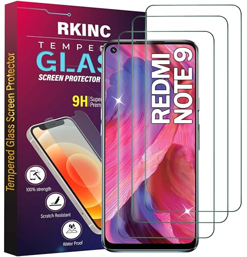 RKINC Protector pantalla [3 Piezas] para Xiaomi Redmi Note 9, Xiaomi Redmi 10X 4G, Cristal templado película de vidrio, 9H 0.33 mm [Garantía de por vida][Anti-rasguño][Anti-rotura][Sin burbujas]