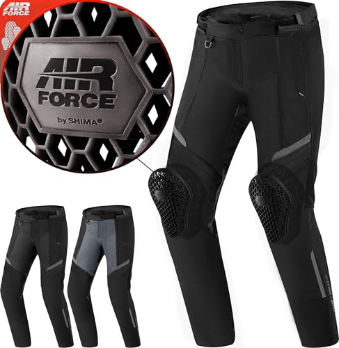 SHIMA Rush Motorradhose Damen mit Protektoren Mesh | Airforce Knieprotektoren | Sommer Motorrad Hosen Winter Wasserdicht Motorradkombi Motorradjacke Touren (Schwarz, Frauen, Textilehose, Größe XL)