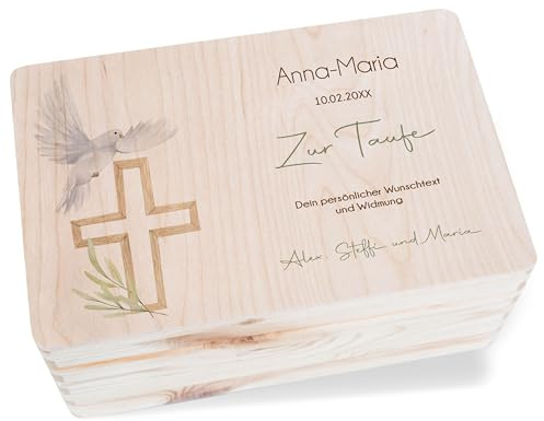 Shirtracer Erinnerungsbox Baby personalisiert Taube Taufe Kreuz
