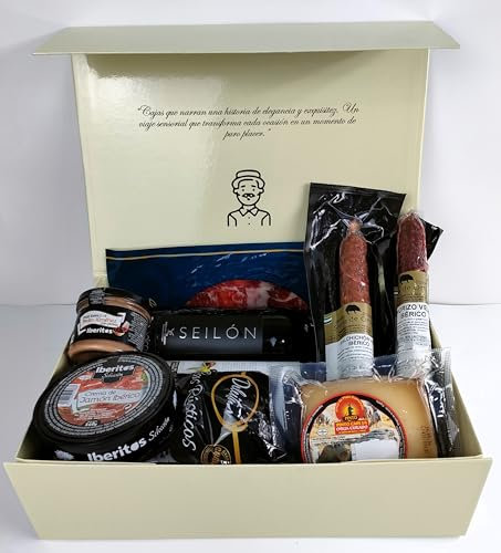 DON GOURMET, Cesta Gourmet para Regalar, Cesta Navidad, Personalizable, Queso curado, jamón ibérico, chorizo ibérico, lote embutidos ibéricos, aceite de oliva, patés, pack ibéricos, Regalo cumpleaños.
