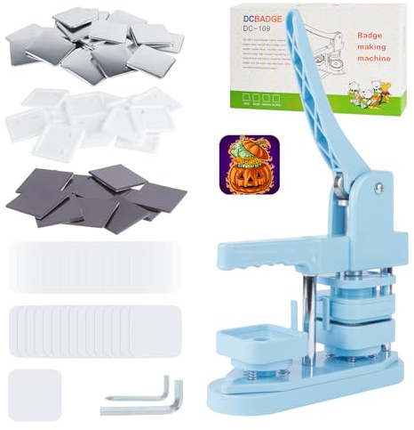 MK.Bear 50mm/1.97 Inch Square-Shaped Fridge Magnet Button Maker Machine With 100 Pcs Supplies for DIY Refrigerator Magnets