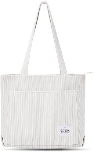 ELAKIRI Cord Tasche Damen mit Reißverschluss,Große Shopper Bag,Umhängetasche Cord,Cord Tasche,Tote Bag Damen für Shopper Arbeit Büro Reisen Einkaufen Schule und Alltag