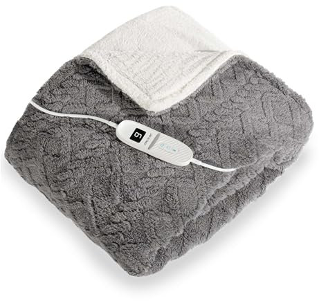 Cecotec Elektrische Decke Wärmedecke HeatConfort ThermalBlanket Sherpa (160 x 130). Heizdecke mit automatischer Abschaltung, 9 einstellbaren Temperaturstufen und weichem Fleece. Ideal gemütliche Wärme
