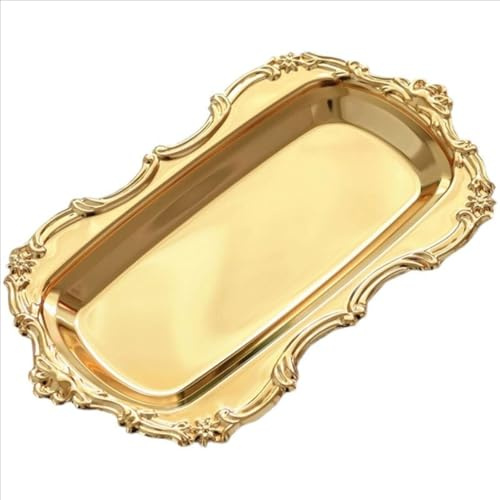 Plateau décoratif doré, plateau à bijoux, plateau à bijoux, plateau de rangement pour gâteau, thé, fruits, cosmétiques, bijoux, clés, organisateur de parfum pour mariage