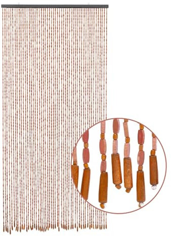 Garbenat Bambusvorhang - 90 x 200cm Perlenvorhang 52-Zeilen Hängender Teilervorhang Retro Bambusspan Perlen Türvorhang Baumwollfaden Seilvorhang Dekovorhang - Holz, Kaffee