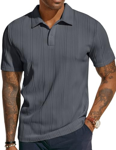 PJ PAUL JONES Polo de punto texturizado para hombre, ajuste regular, elástico, para golf