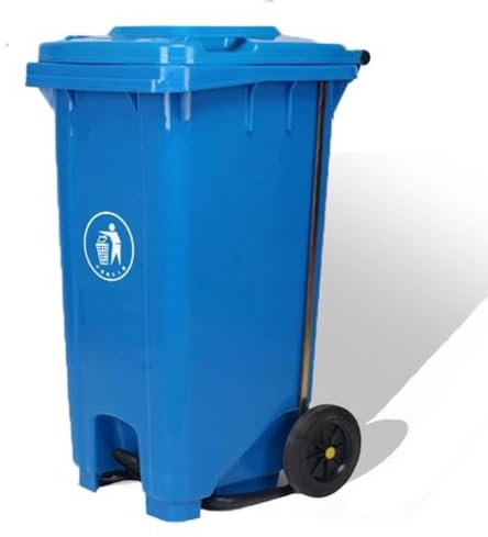 Poubelle À Pédale avec Pédale Large, Poubelle en Plastique avec Couvercle, Base Antidérapante, Idéale pour La Maison, Le Bureau Et L'extérieur (Blue 100L)