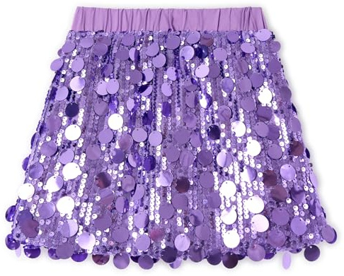 Miipat Glittrande flickors paljettkjol för barn minikjolar glitter med foder med elastisk midja, prinsessa, tutu flickor, skotter för dans, födelsedagsfest, festivaler, Färg: blå, 8-9 �r