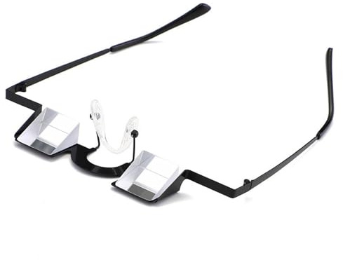 Lazy Glasses Lesebrille mit Bettprisma, horizontal, Lesebrille mit 90°-Sichtfeld, faule Prismenbrille zum Schlafen, Lesen, Fernsehen, Handys, schwarz, Consulte la descripción