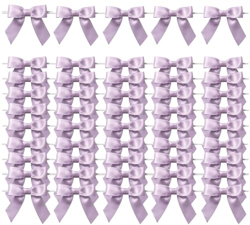 MORSUNBELA Schleifen Deko Geschenkschleifen Hochzeit Schleife Lila | 50 selbstklebende Geschenkschleifen,elegante Deko für Hochzeit,Weihnachten,Valentinstag,Karten und Geschenkverpackungen